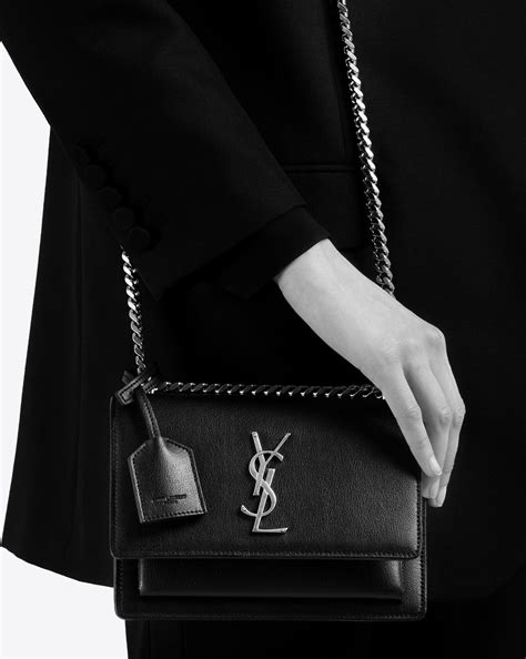 ysl sunset small in grained leather|Sunset Handbags Collection for Women .